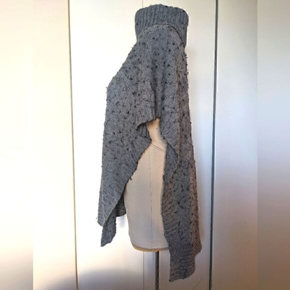 Long Tall Sally S Bobble Cable Knit Button Side Turtleneck Poncho - Picture 2 of 13